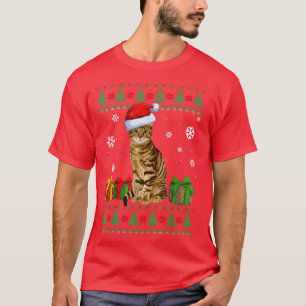 Funny Cat Lovers Cute Cat Santa Hat Ugly Christmas T-Shirt
