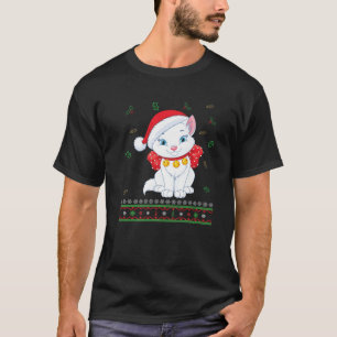 Funny Cat lovers Cute Cat Santa Hat Ugly Christmas T-Shirt