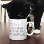 Funny Cat Lovers Excuse Quote Name Coffee Mug<br><div class="desc">A fun design for cat lovers with the humourous feline related excuse, My Cat and I Have Decided To Stay in Tonight, with informal black typography and a cute line drawing of a cat with heart motifs. Would make a great gift too for your feline loving friends and family! Easily...</div>