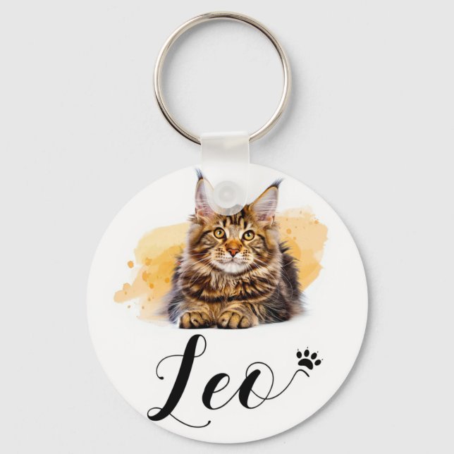 Funny Cat Lover's Keychain – Cat Lover Gift - Leo (Front)