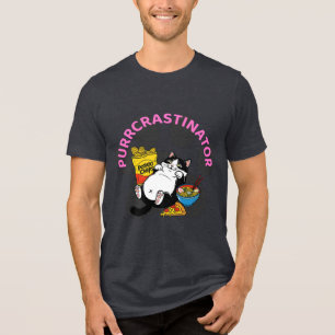 Funny Cat Lovers "Purrcrastinator" Cute Graphic Tri-Blend Shirt