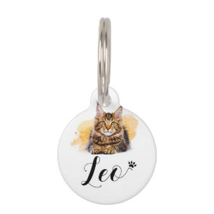 Funny Cat Lover's Round Pet Tag ID– Leo
