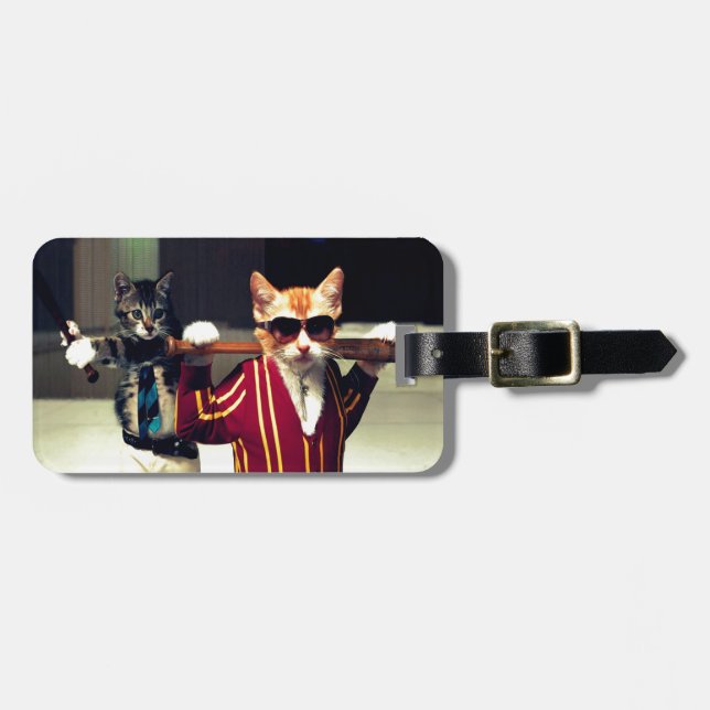 Funny cat luggage tag (Front Horizontal)