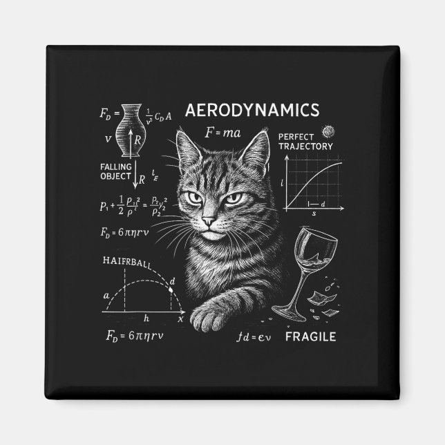 Funny Cat Math Physics Equations Science Humor  Magnet (Front)