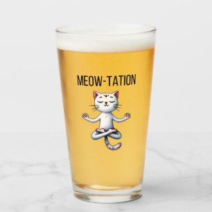 Funny Cat Meditation Glass