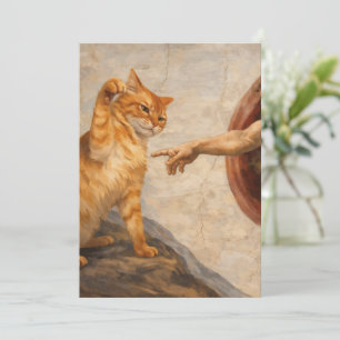 Funny Cat Meme Art Creation of Adam with Cat Sarca Invitation