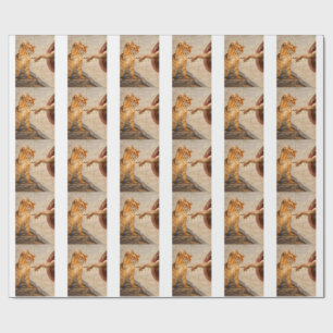 Funny Cat Meme Art Creation of Adam with Cat Sarca Wrapping Paper