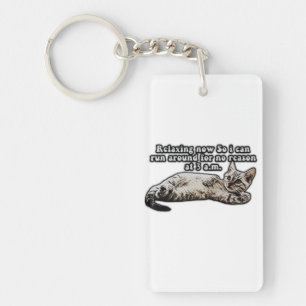 Funny cat meme for kitty persons and cat owners key ring