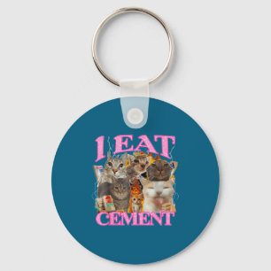 Funny Cat Meme I Eat Cement Japanese Quote Animal  Key Ring