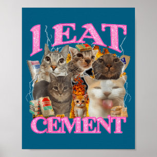 Funny Cat Meme I Eat Cement Japanese Quote Animal  Poster