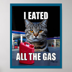 Funny Cat Meme I Eated Wanted All The Gas Funny Me Poster