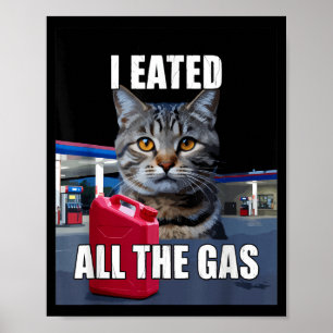 Funny Cat Meme I Eated Wanted All The Gas Funny Me Poster