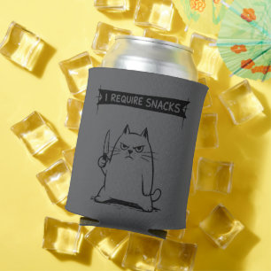 Funny Cat Meme I Require Snacks Can Cooler
