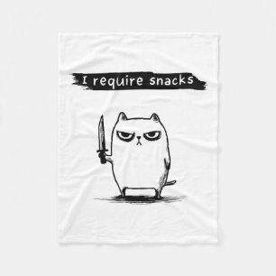 Funny Cat Meme I Require Snacks Design Men Women K Fleece Blanket