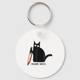 Funny Cat Meme I Require Snacks Design Men Women K Key Ring