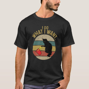 Funny Cat Memes I Do What I Want Vintage Black Cat T-Shirt