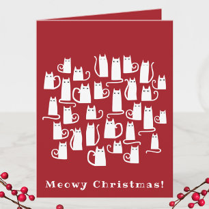 Funny Cat Meowy Christmas Holiday Card
