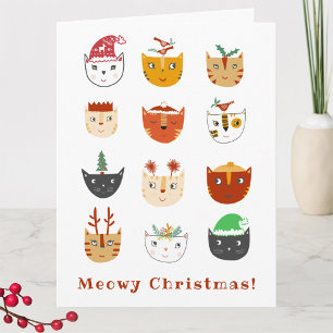 Funny Cat Meowy Christmas Holiday Card