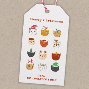 Funny Cat Meowy Christmas Holiday Gift Tags