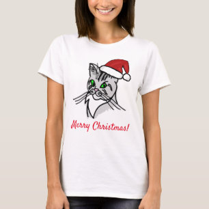 Funny Cat Merry Christmas customisable T-Shirt