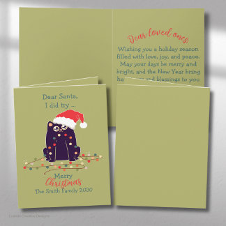 Funny Cat Merry Christmas Greeting Holiday Card