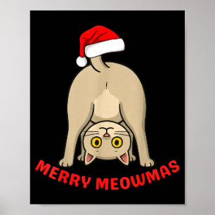 Funny Cat Merry Meowmas Xmas Lover Men Women Kids Poster