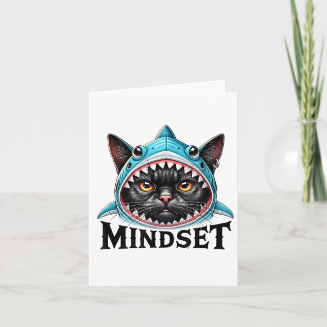 Funny Cat, Mindset Motivational Saying, Shark  Card (Front)