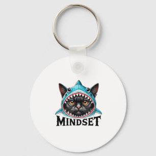 Funny Cat, Mindset Motivational Saying, Shark  Key Ring