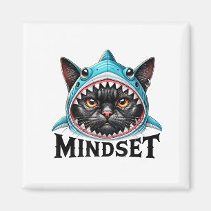 Funny Cat, Mindset Motivational Saying, Shark  Magnet