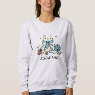 Funny Cat Minimal Whiskers Drawing Cosy Style Sweatshirt