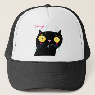 Funny cat miss you trucker hat