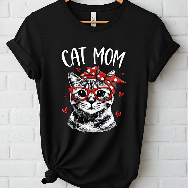 Funny Cat Mom with Glasses & Bandana Women's  T-Shirt (Creator Uploaded)