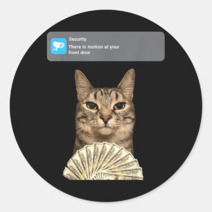 Funny Cat Motion Meme Women Men Classic Round Sticker