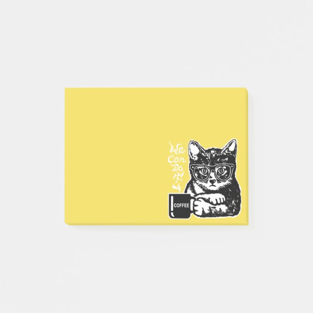 Funny cat motivated by coffee post-it notes (Front)