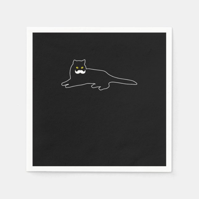 Funny Cat Moustache Cat Lover Napkin (Front)
