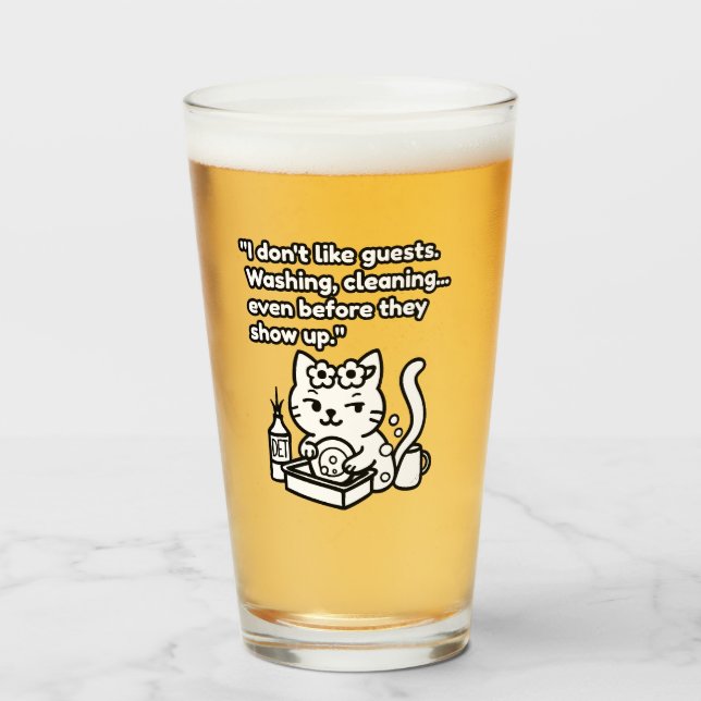 Funny Cat Mug – Introvert Humour Quote Glass (Front Filled)