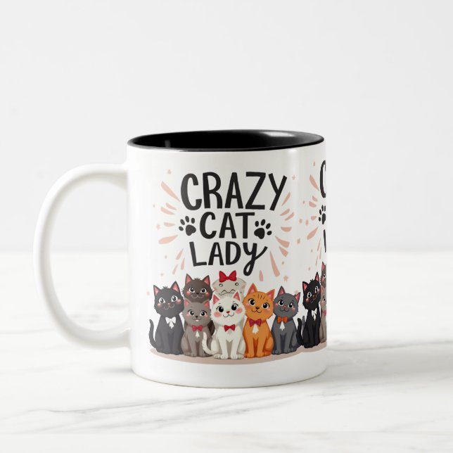 Funny Cat Mug Wrap Cat Lovers gift Mug cut cats (Left)