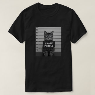 Funny Cat Mugshot “I Hate People” tshirt