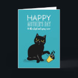 Funny Cat Mum Cute Happy Mother's Day Card<br><div class="desc">Looking for a unique and playful way to celebrate the cat mum in your life this Mother's Day? This adorable and mischievous card is the perfect choice! Featuring a charming cartoon of a naughty black cat pushing a glass of water off the counter, this card is sure to bring a...</div>