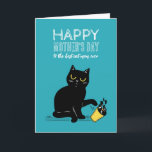 Funny Cat Mum Cute Happy Mother's Day Card<br><div class="desc">Looking for a unique and playful way to celebrate the cat mum in your life this Mother's Day? This adorable and mischievous card is the perfect choice! Featuring a charming cartoon of a naughty black cat pushing a glass of water off the counter, this card is sure to bring a...</div>