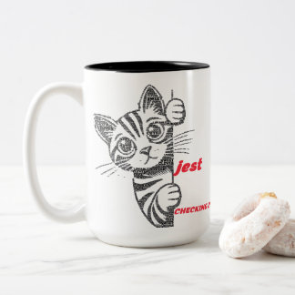 Funny Cat Mum Gift | Jest Typography Design | Play Two-Tone Coffee Mug