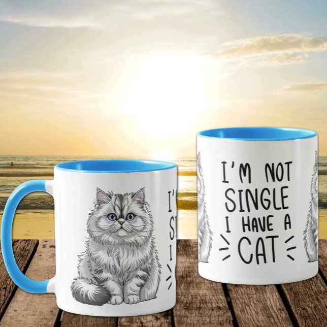 Funny Cat Mum Gift – Single Life & Dating Humour Mug (Creator Uploaded)