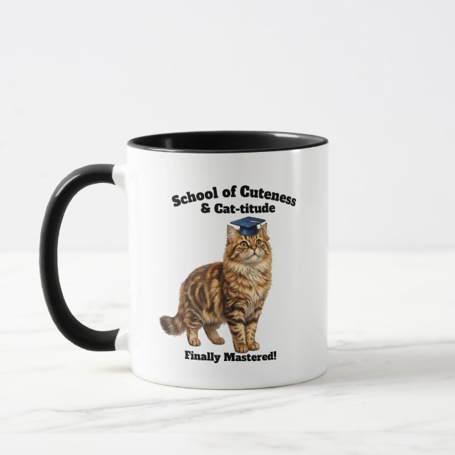 Funny Cat Mum Grad Mug - Personalised Coffee Gift (Left)