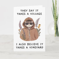 Funny Cat Mum Mother's Day Card, Wine Humour