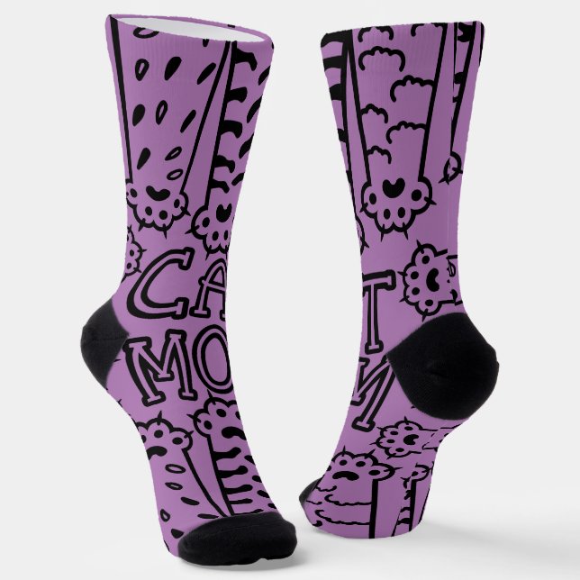 Funny Cat Mum Paws Socks (Angled)
