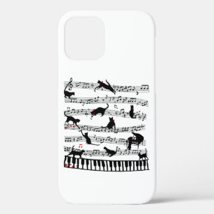 Funny Cat Music Note, Gift For Piano Player, Music iPhone 12 Case