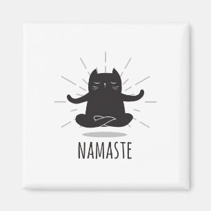 Funny Cat Namaste Yoga Poses Buddha Flower Symbol Magnet