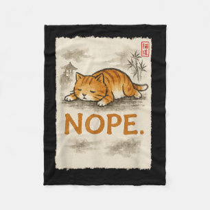 Funny Cat Nope Lazy Orange Kitten Lady Lovers Sumi Fleece Blanket