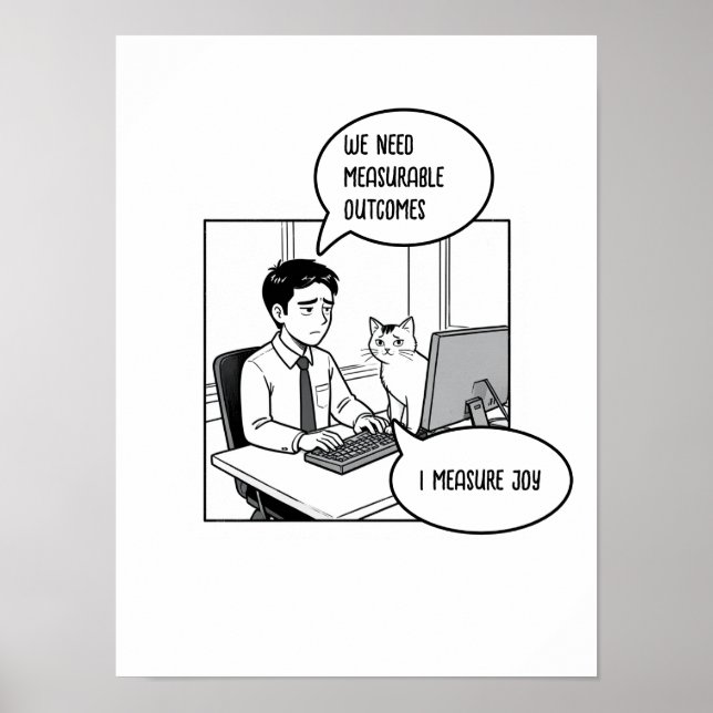 Funny Cat Office Work Humor Corporate Cartoon Poster (Front)