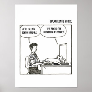 Funny Cat Office Work Humour Corporate Cartoon Poster